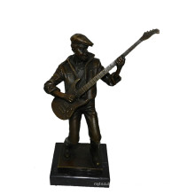 Music Decor Brass Statue Male Player Carving Bronze Sculpture Tpy-748